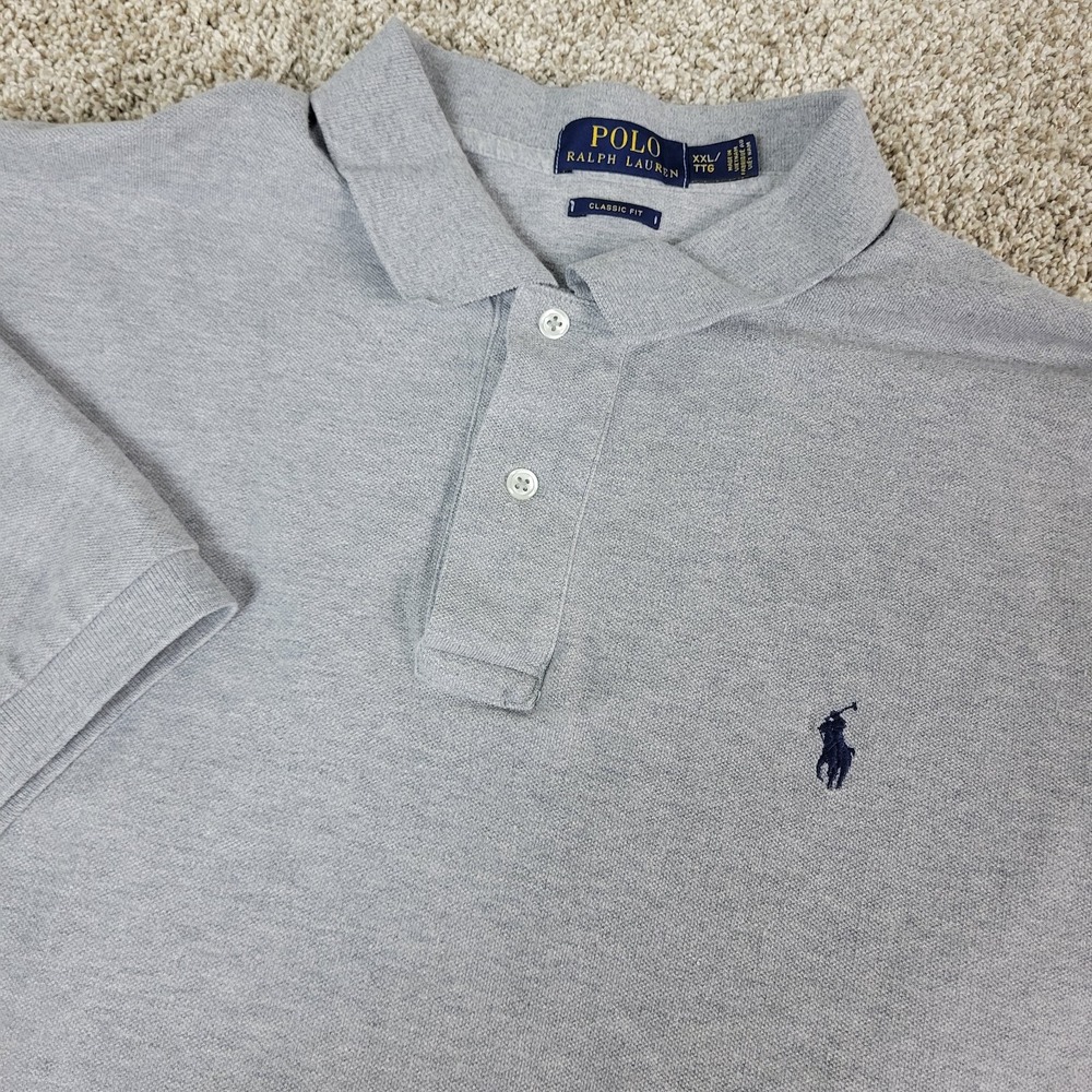 Polo Ralph Lauren Classic Fit Mens 2XL Solid Gray Pony Stretch Knit Short Sleeve